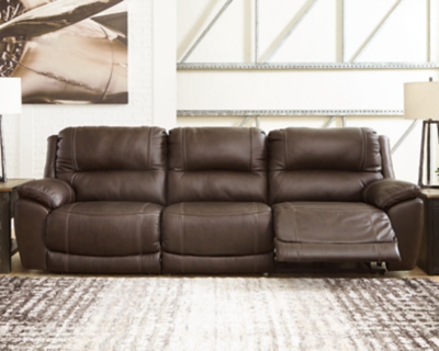 Dunleith 3-Piece Dual Power Leather Reclining Sofa, Chocolate