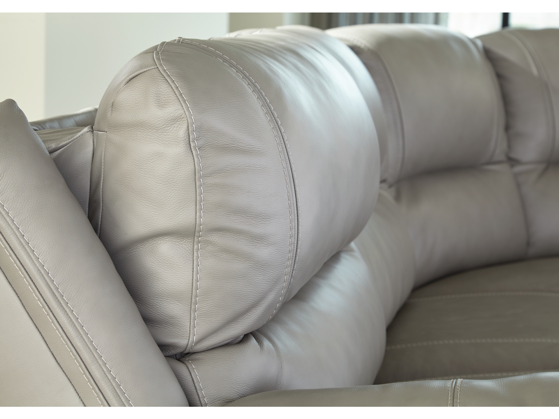 Image 2 of Dunleith  Dual Power Leather Reclining Modular Sectional grey