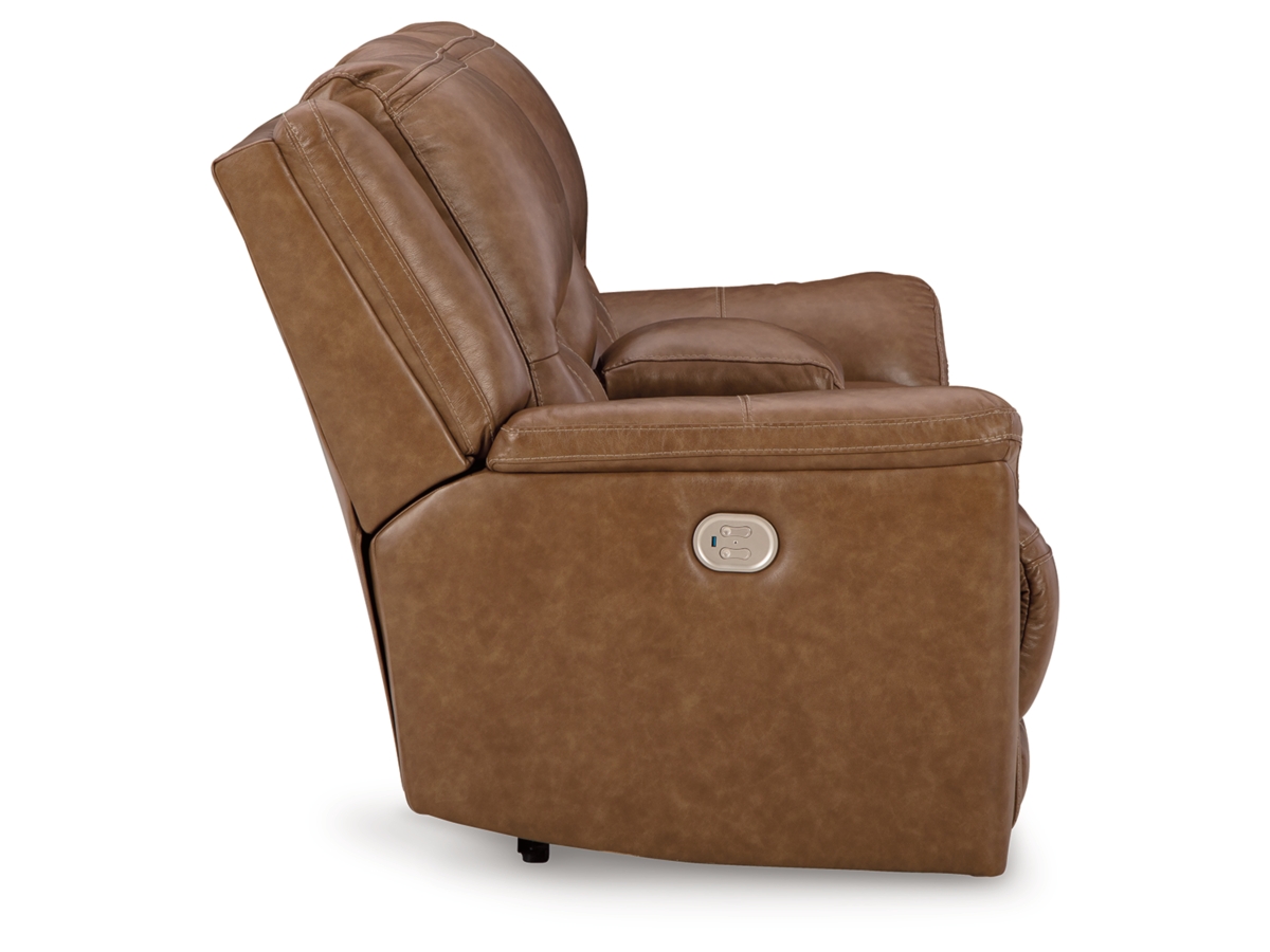 Trasimeno Dual Power Leather Reclining Loveseat with Console