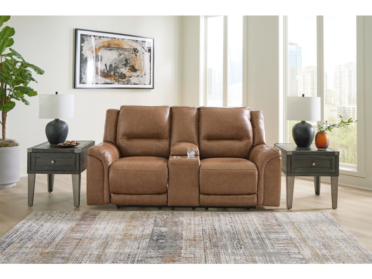 Trasimeno Dual Power Leather Reclining Loveseat with Console Ashley