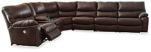 Family Circle 4-Piece Power Reclining Sectional, Dark Brown, large