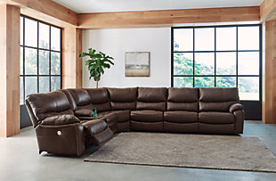 Family Circle 4-Piece Power Reclining Sectional, Dark Brown, rollover