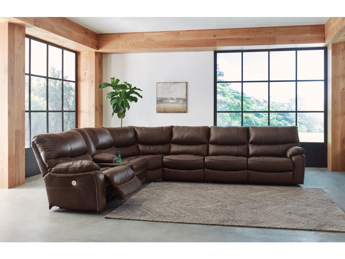 Ashley furniture brown leather shop sectional