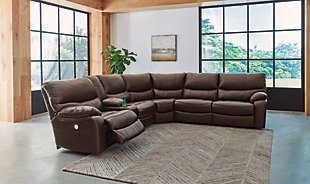Family Circle 3-Piece Power Reclining Sectional, Dark Brown, rollover