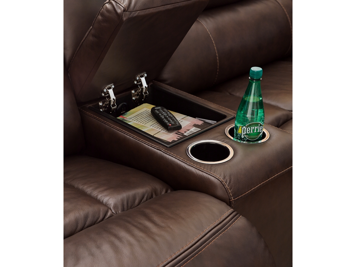 Family Circle 3-Piece Power Leather Reclining Sectional | Ashley