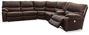 Family Circle 3-Piece Power Reclining Sectional, Dark Brown, large