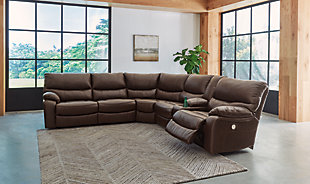 Family Circle 3-Piece Power Reclining Sectional, Dark Brown, rollover