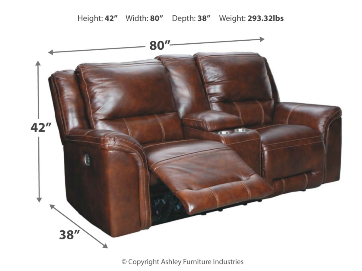 Catanzaro Dual Power Leather Reclining Loveseat | Ashley