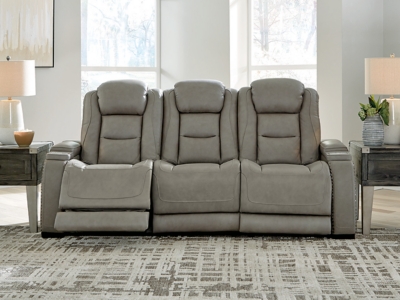 The Man-Den Power Reclining Sofa, Gray, rollover