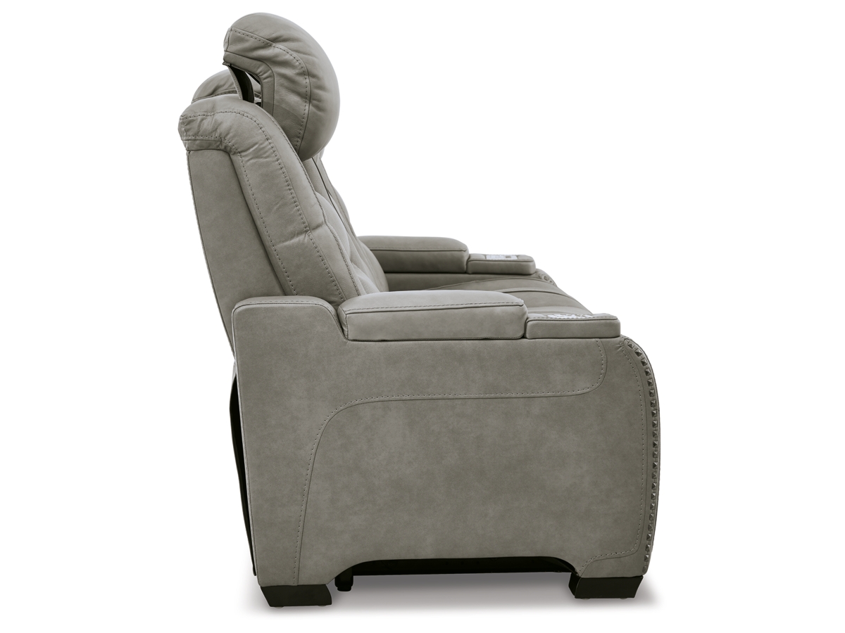 The Man Den Triple Power Leather Reclining Sofa Ashley