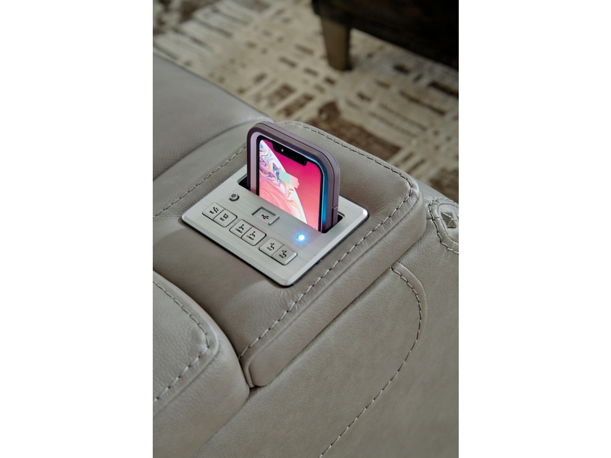 The Man-Den Triple Power Leather Reclining Sofa | Ashley