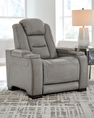 Leather recliner gray new arrivals