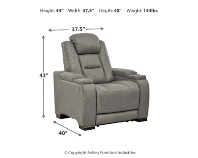 The Man-Den Power Recliner, Gray, large