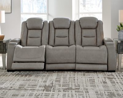 The Man-Den Power Reclining Sofa, Gray, rollover