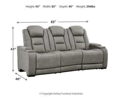 The Man-Den Power Reclining Sofa, Gray, large