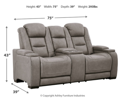 The Man-Den Power Reclining Loveseat with Console, Gray, large
