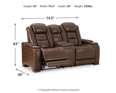 The Man-Den Power Reclining Loveseat with Console, Mahogany, large