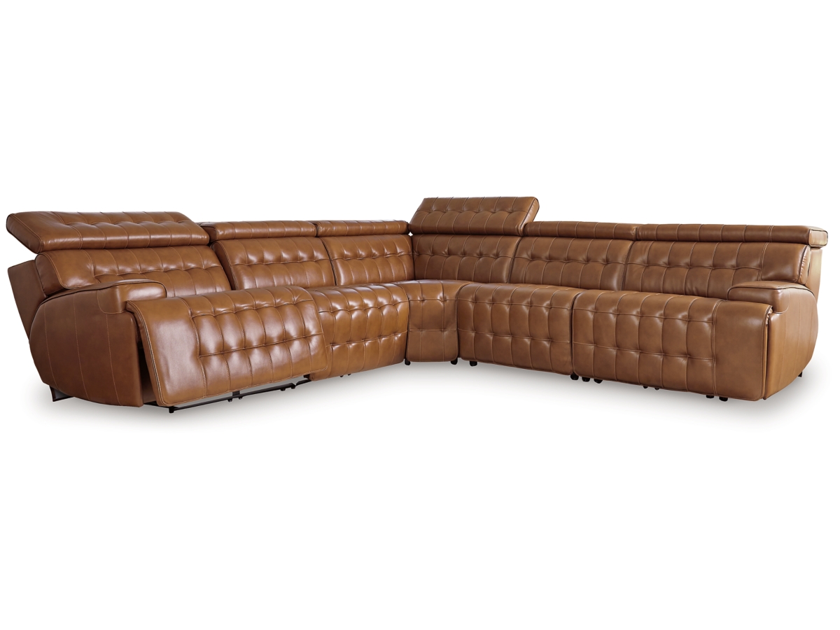 Temmpton 5-Piece Dual Power Leather Reclining Modular Sectional