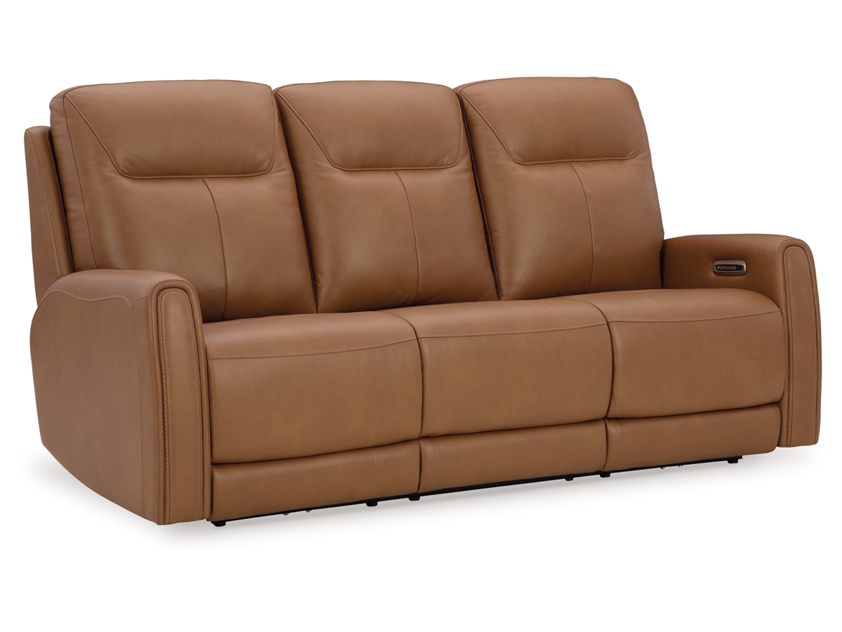 Ashley brown leather reclining sofa sales