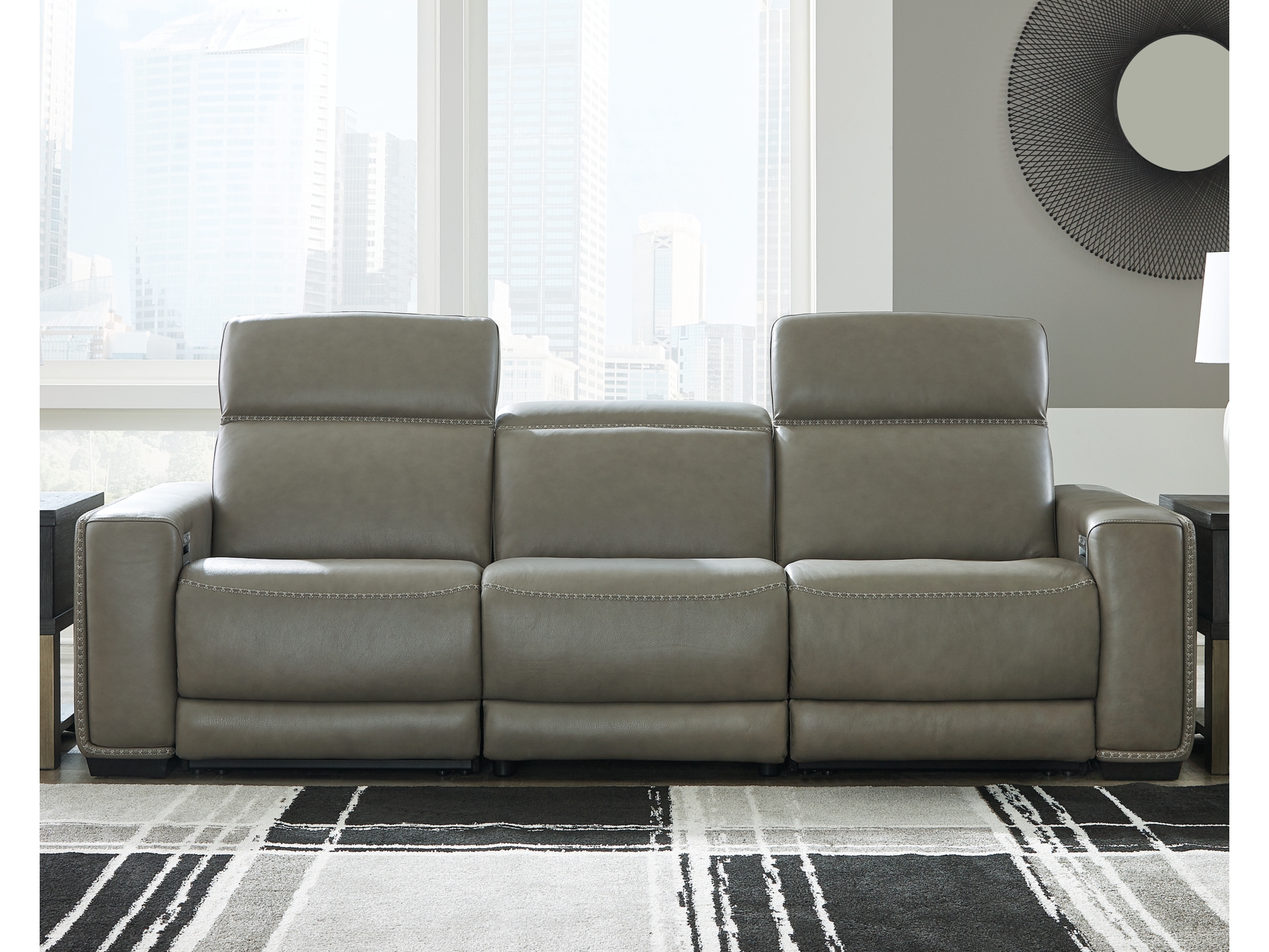 Image 2 of Correze Dual Power Leather Reclining collection  Gray 