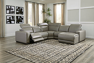 Correze 5-Piece Power Reclining Sectional with Chaise, Gray, rollover