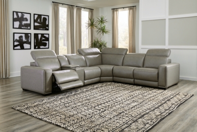 Light gray store leather sectional