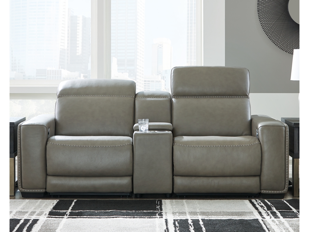 Correze 3-Piece Dual Power Leather Reclining Modular Loveseat with