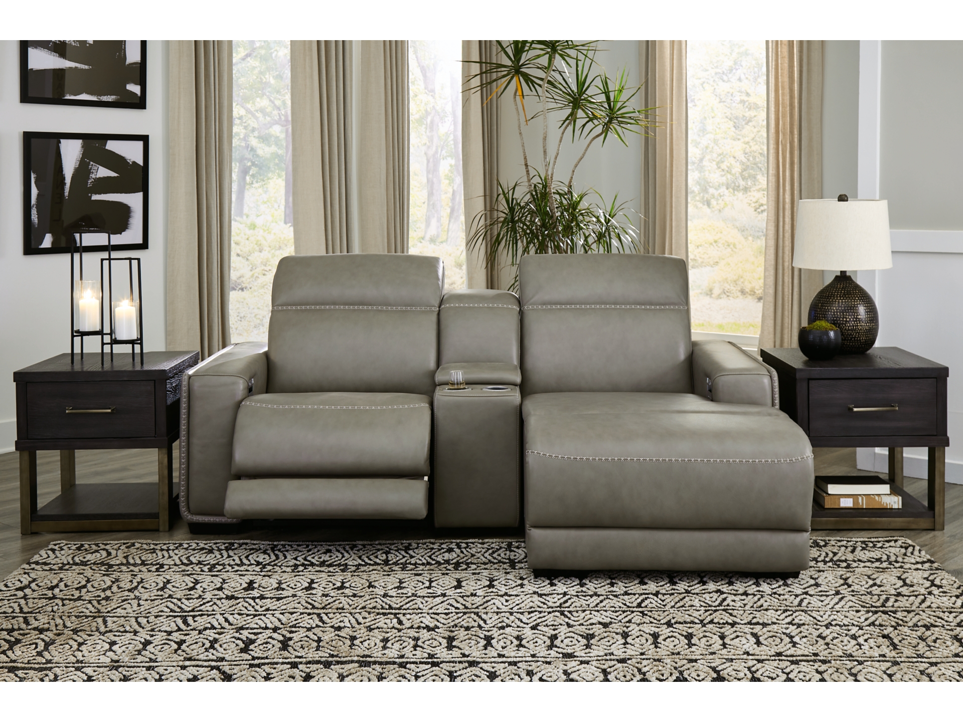 Correze Dual Power Leather Reclining collection  Gray 