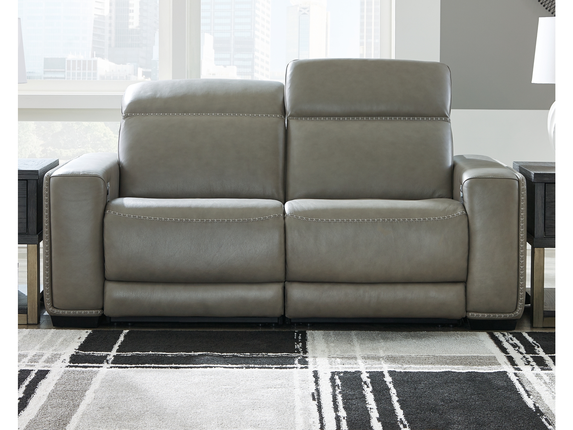 Image 5 of Correze Dual Power Leather Reclining collection  Gray 