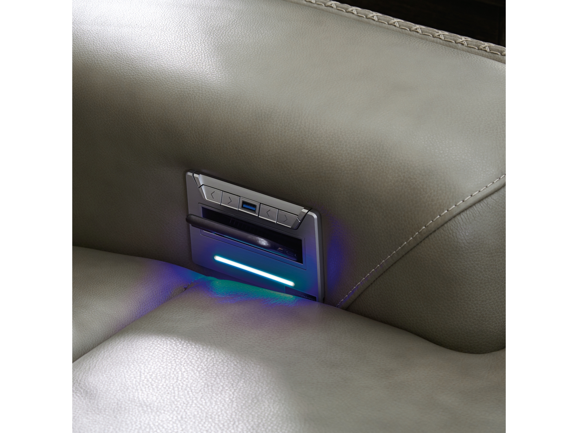 Image 1 of Correze Dual Power Leather Reclining collection  Gray 