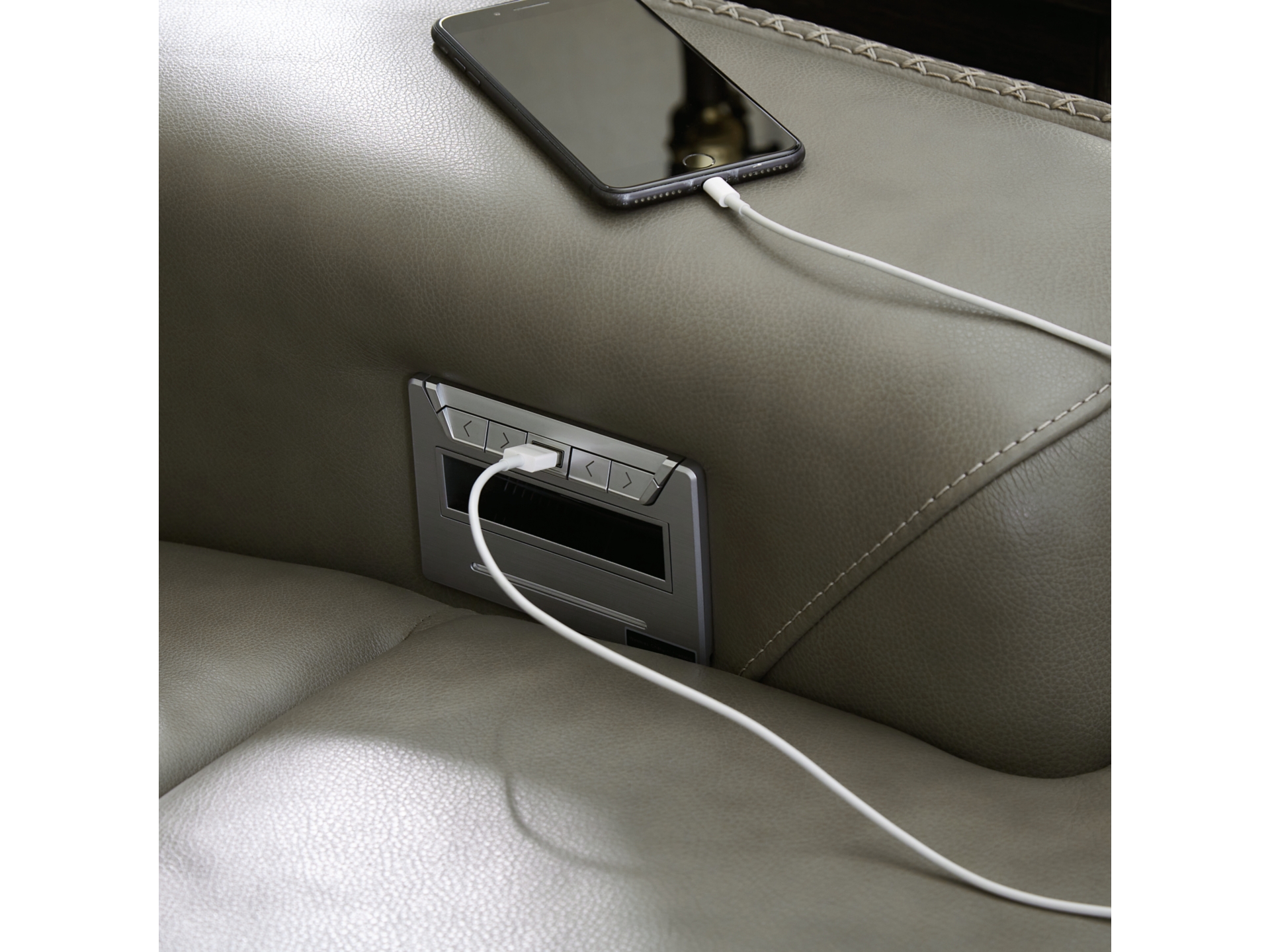 Image 6 of Correze Dual Power Leather Reclining collection  Gray 