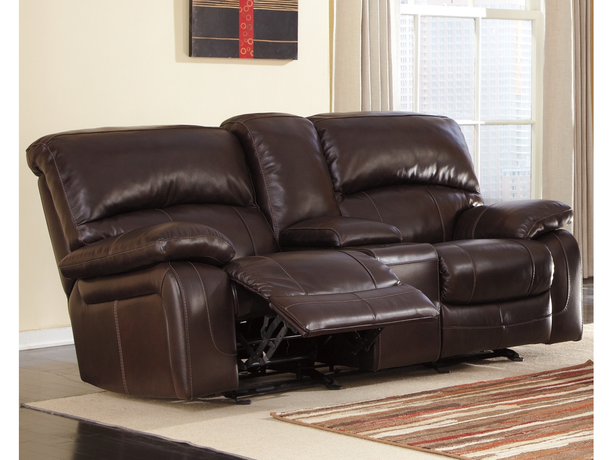 Damacio Glider Reclining Loveseat with Console Ashley