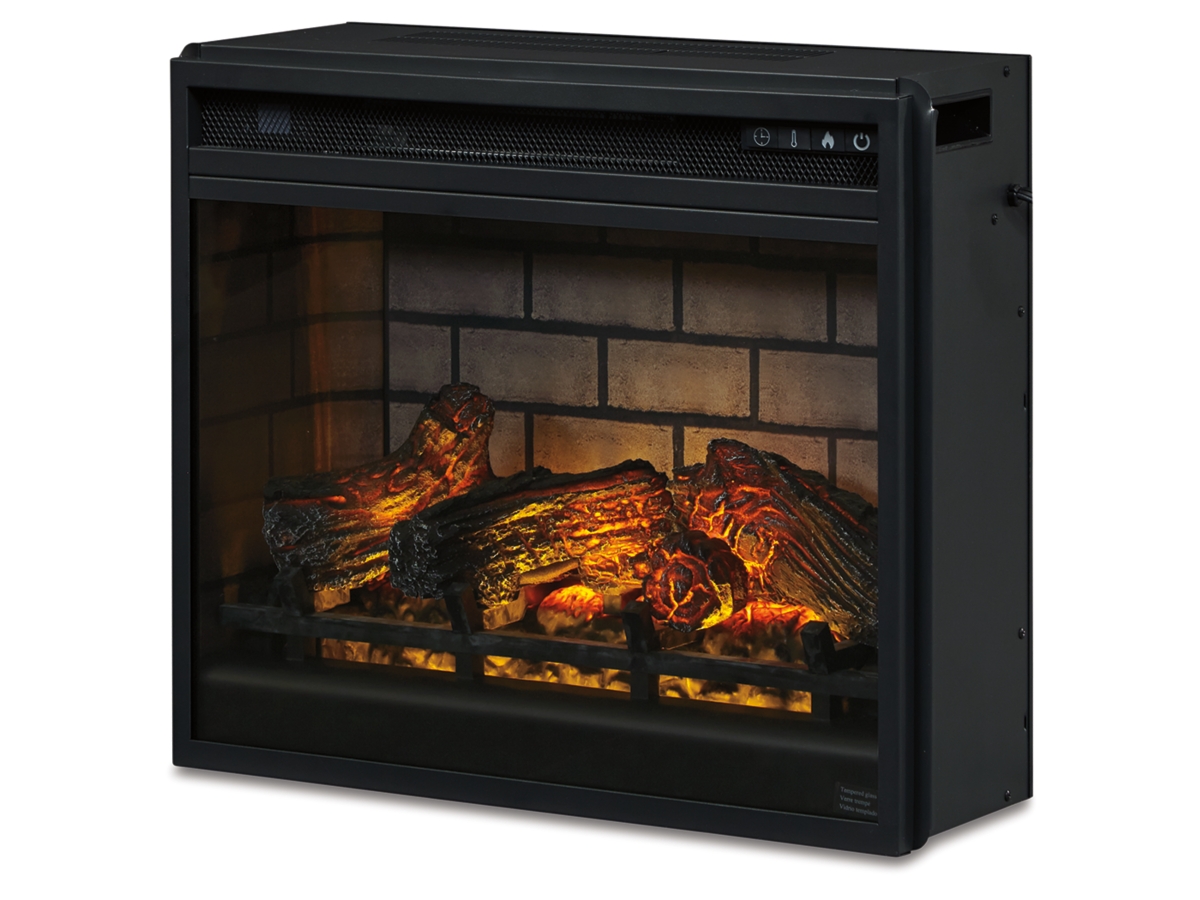 Entertainment Accessories Fireplace Insert with Crushed Glass - Black