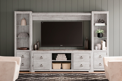 APK-W267-4P Willowton 4-Piece Entertainment Center, Whitewash sku APK-W267-4P