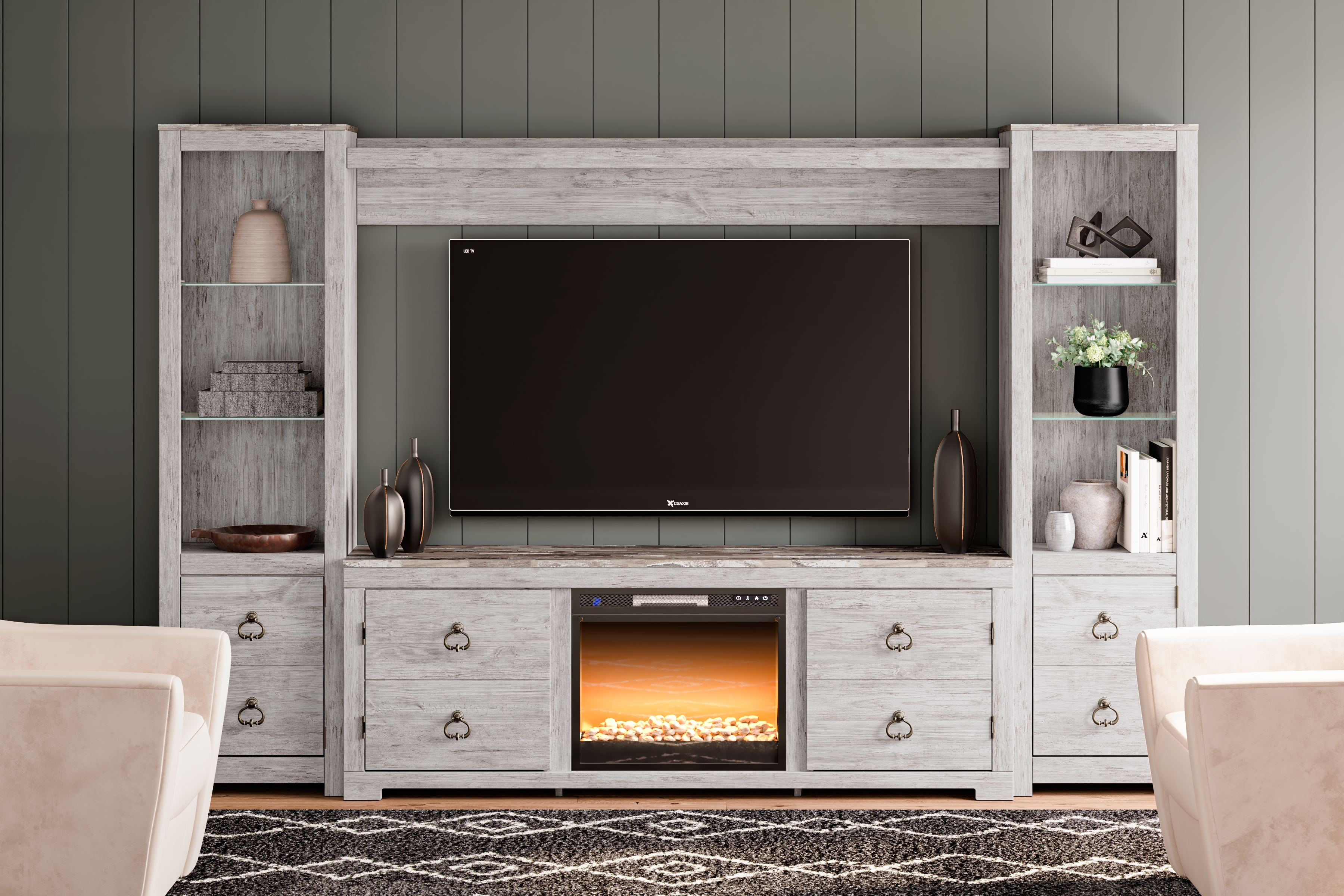 Willowton 4-Piece Entertainment Center with Electric Fireplace | Furniture  Den