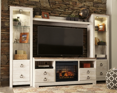 APK-W267-FP4 Willowton 4-Piece Entertainment Center with 63 TV  sku APK-W267-FP4