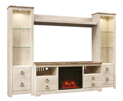 Willowton 4-Piece Entertainment Center with Fireplace