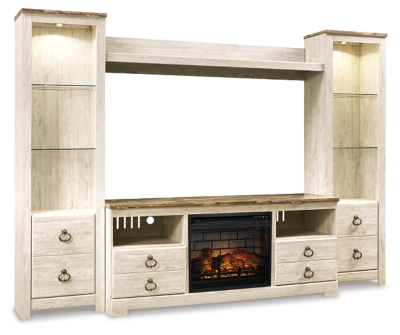 Willowton 4-Piece Entertainment Center with Electric Fireplace, , large