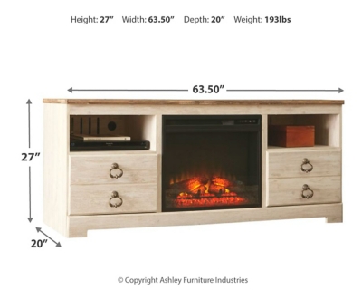 Willowton 64" TV Stand with Electric Fireplace
