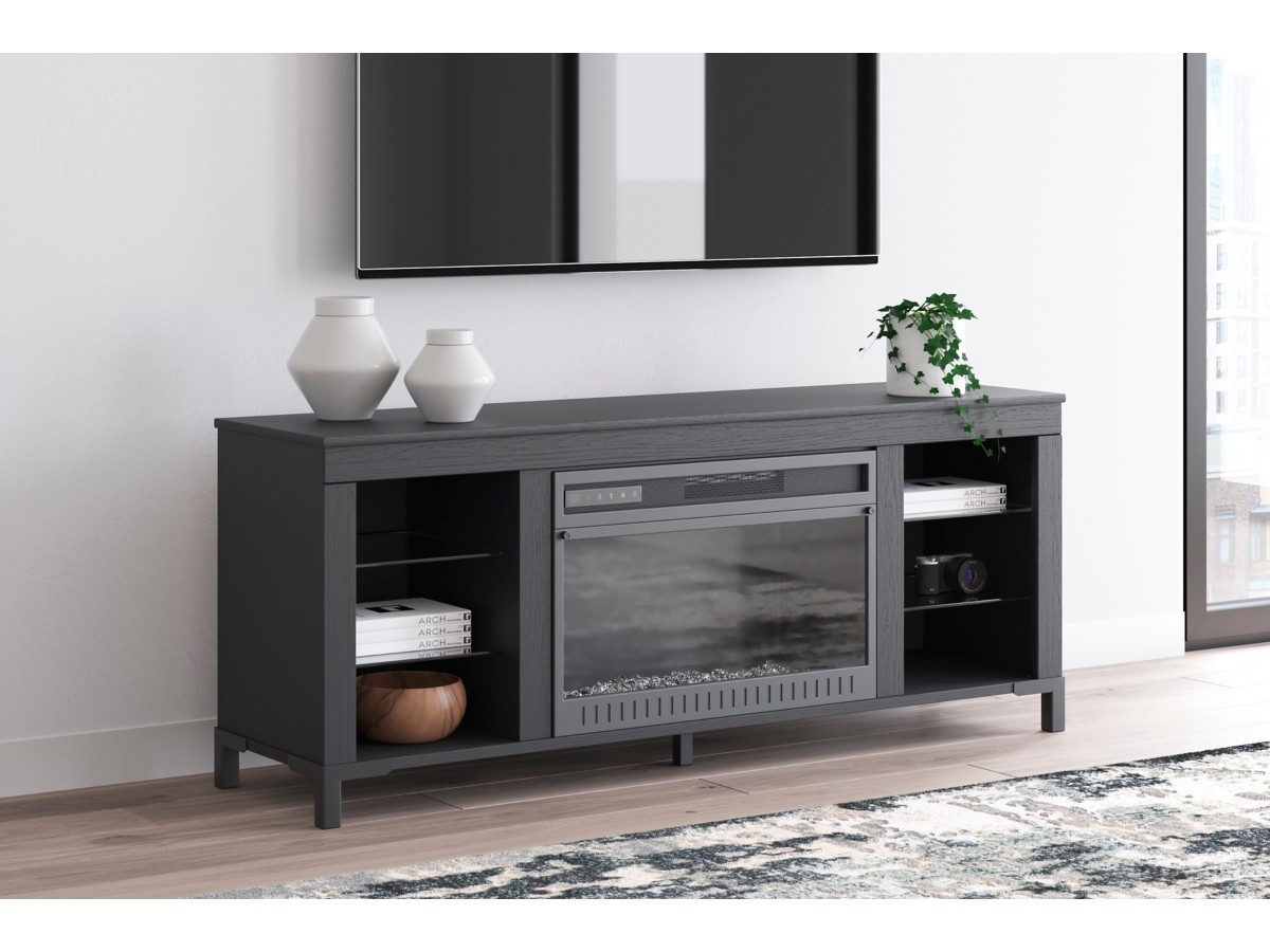 Cayberry TV Stand with Fireplace - Black Cayberry TV Stand with Fireplace - Black