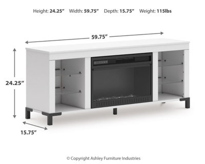 Brollevi 60" TV Stand with Electric Fireplace Dimensions