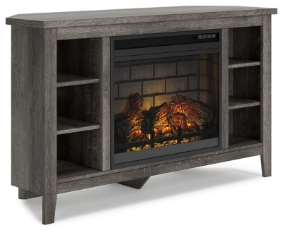 "Arlenbry 48" Corner TV Stand with Electric Fireplace Warms up to 1000 Square Feet", Gray