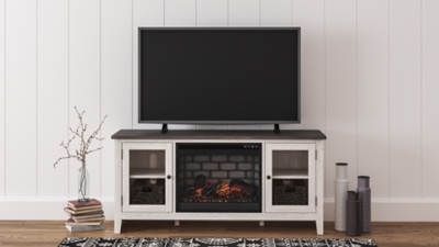 Dorrinson 60 TV Stand with Electric Fireplace for Larger Rooms, Two-tone