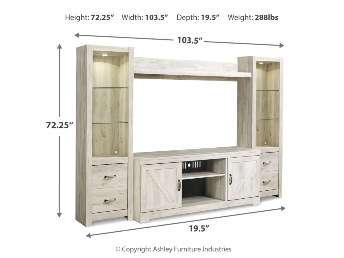 Bellaby Entertainment Unit with Fireplace - Whitewash