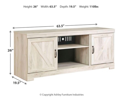 Bellaby 63" TV Stand, Whitewash, large