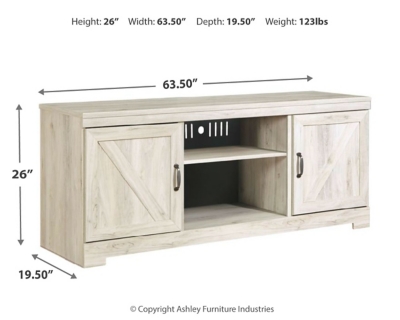 Bellaby 63" TV Stand, Whitewash, large