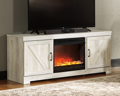 Bellaby 63 TV Stand with Electric Fireplace for Mid Size Rooms, Whitewash