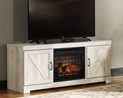 Bellaby 63" TV Stand with Electric Fireplace, Whitewash, rollover