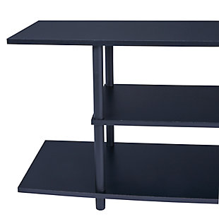 Watch TV in the modern practicality of the Cooperson 42-inch TV stand. Designed with your enjoyment in mind, this open shelf styled stand offers two shelves, perfect for holding your media equipment. You'll be impressed with its big top, ideal for accommodating TVs up to 42 inches wide. The matching lower shelf and smaller middle shelf will keep everything easily accessible. The large lower shelf with open ends can accommodate a pair of speakers or you can use the space to display large accessories.Made of engineered wood | Replicated wood grain finish | 2 open shelves | Durable plastic legs | Assembly required | Estimated Assembly Time: 15 Minutes
