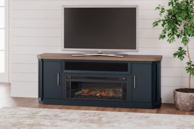 "Landocken 83" TV Stand with Electric Fireplace", Two-tone